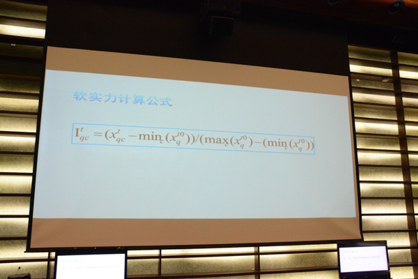 洪浚浩教授列出的软实力计算公式。廖秋月摄